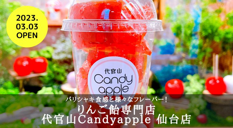 りんご飴専門店『代官山Candyapple 仙台店』パリシャキ食感と様々なフレーバー！